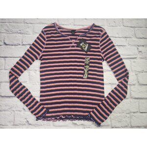 Art Class Girls Size XLARGE 14/16 Multi-Color Stripe Lettuce Edge Shirt